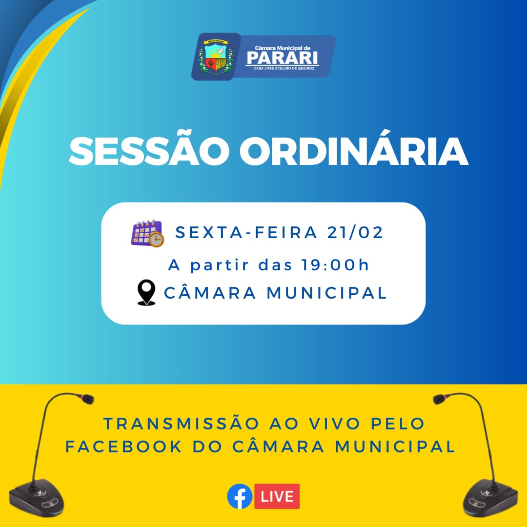 CONVITE - SESSÃO ORDINÁRIA DIA 21/02
